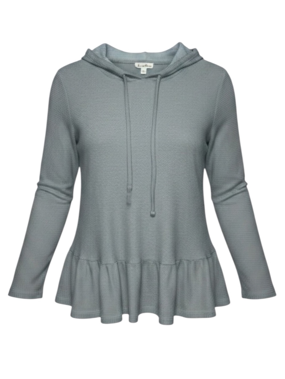Jane and Delancey Gray Waffle Knit Ruffle Hem Hoodie L